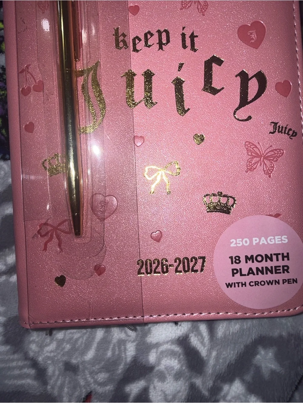 Juicy Couture Pink 18-Month Planner with Gold Crown Pen